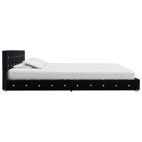 Bett mit Matratze Schwarz Samt 160 x 200 cm