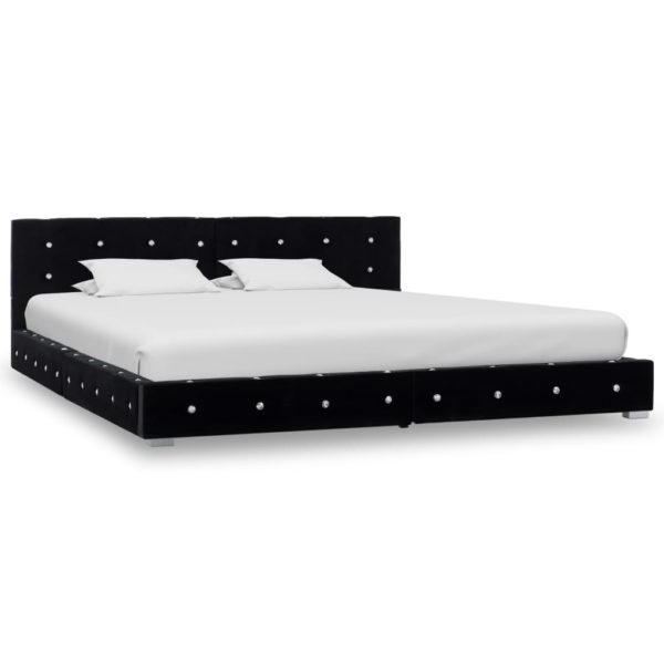 Bett mit Matratze Schwarz Samt 180 x 200 cm