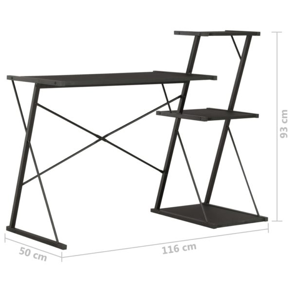 Schreibtisch mit Regal Schwarz 116×50×93 cm