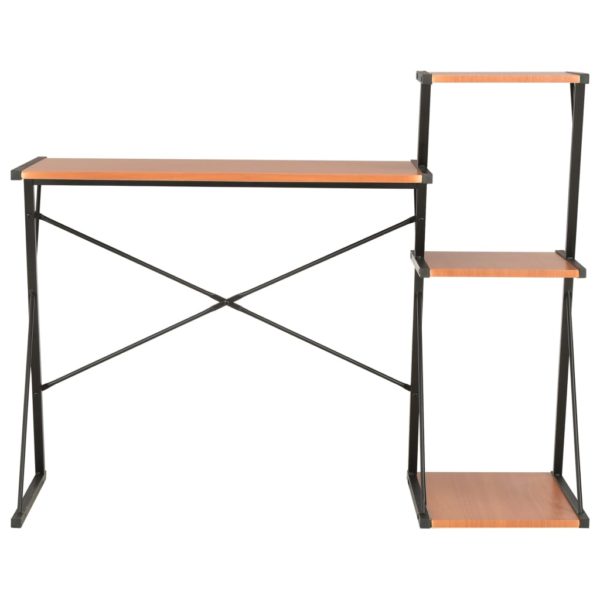 Schreibtisch mit Regal Schwarz und Braun 116×50×93 cm