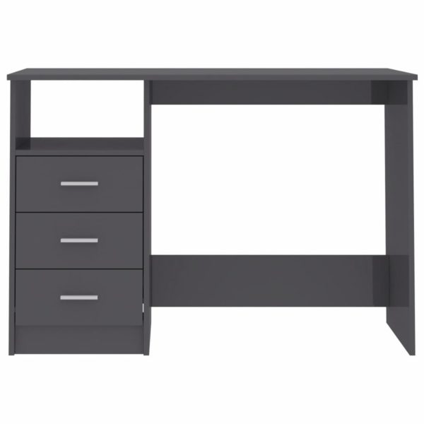 Schreibtisch Schubladen Hochglanz-Grau 110×50×76cm Spanplatte