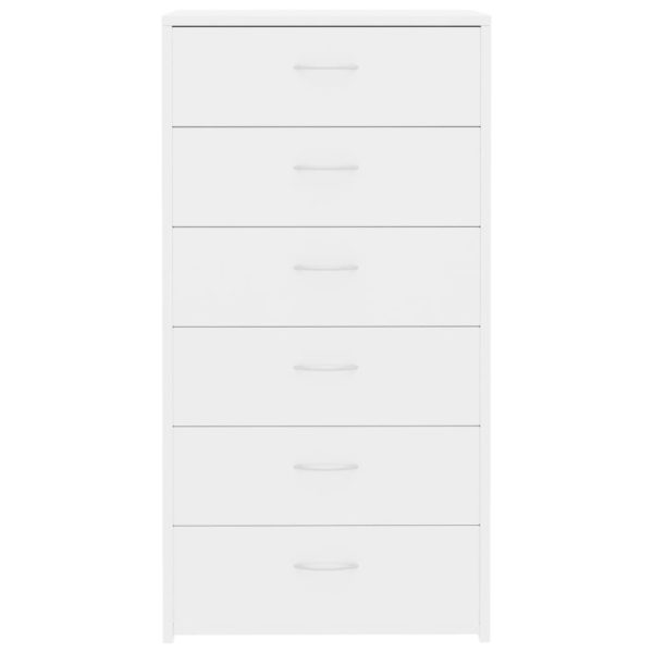 Sideboard mit 6 Schubladen Hochglanz-Weiß 50x34x96cm Spanplatte