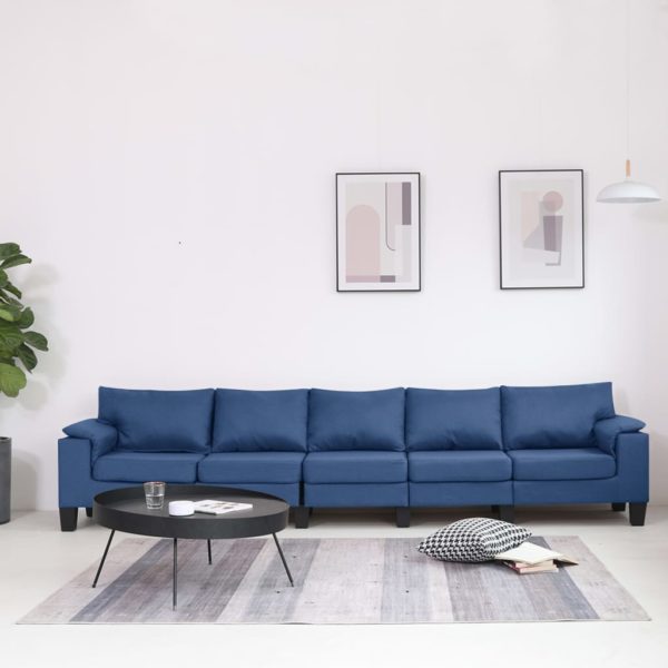 5-Sitzer-Sofa Blau Stoff