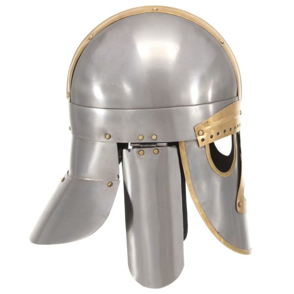 Mittelalterlicher Helm Antik Replik LARP Silbern Stahl