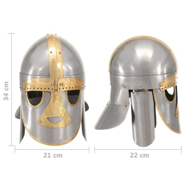 Mittelalterlicher Helm Antik Replik LARP Silbern Stahl