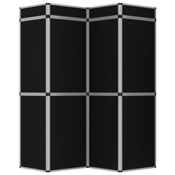 12-Panel Messewand Faltdisplay 242×200 cm Schwarz