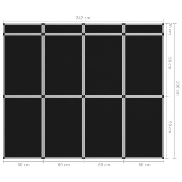 12-Panel Messewand Faltdisplay 242×200 cm Schwarz