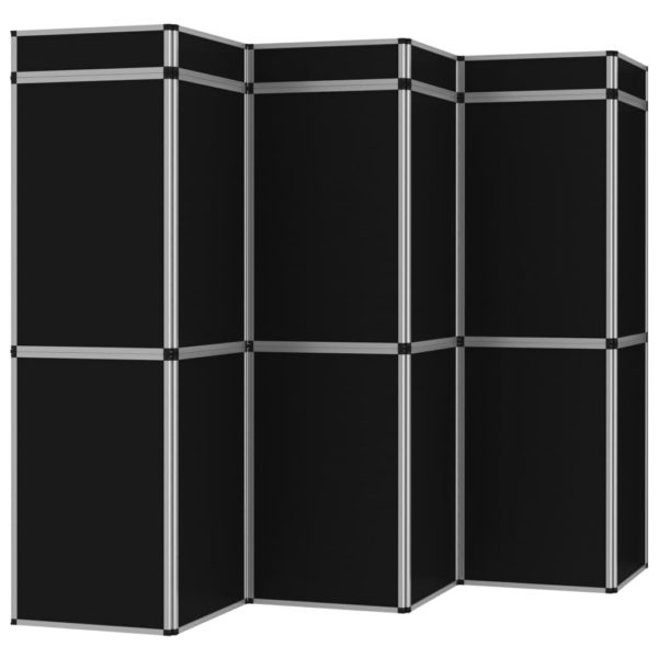 18-Panel Messewand Faltdisplay 362×200 cm Schwarz