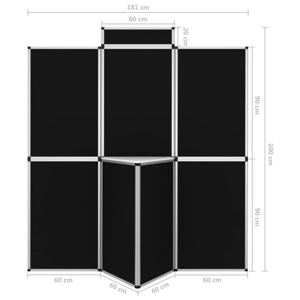 8-Panel Faltdisplay Messewand mit Tisch 181×200 cm Schwarz