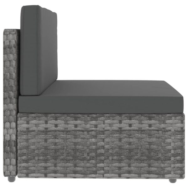 Modulares 3-Sitzer-Sofa Poly Rattan Grau