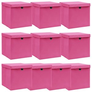Aufbewahrungsboxen mit Deckel 10 Stk. Rosa 32×32×32cm Stoff