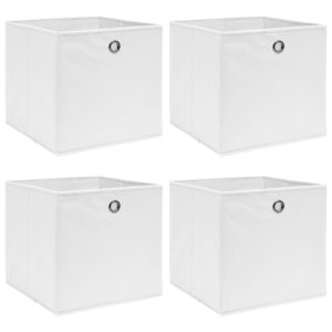 Aufbewahrungsboxen 4 Stk. Weiß 32×32×32 cm Stoff