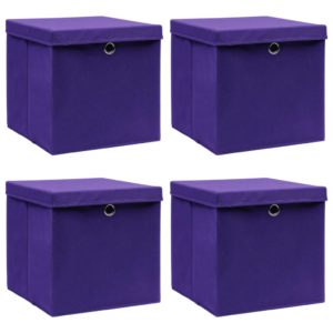 Aufbewahrungsboxen mit Deckel 4 Stk. Lila 32×32×32 cm Stoff