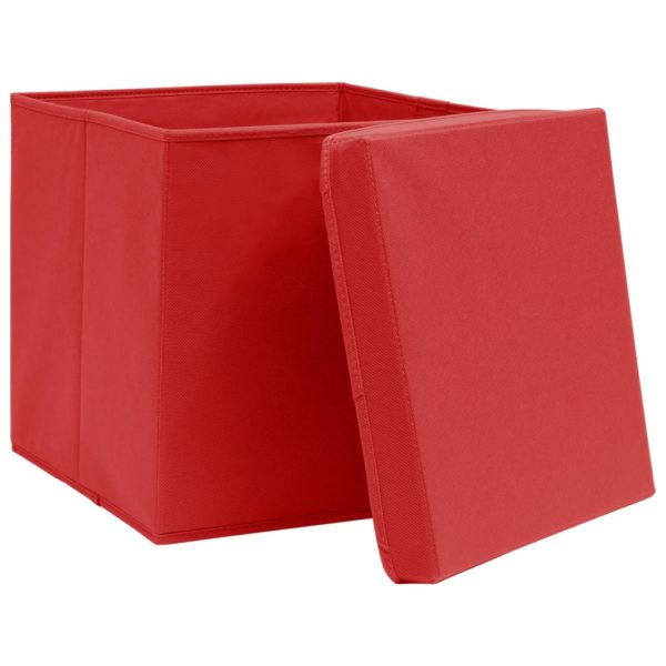 Aufbewahrungsboxen mit Deckel 10 Stk. Rot 32×32×32cm Stoff