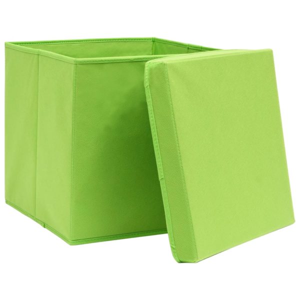 Aufbewahrungsboxen mit Deckel 10 Stk. Grün 32×32×32 cm Stoff