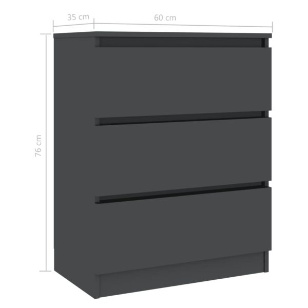 Sideboard Hochglanz-Grau 60×35×76 cm Spanplatte