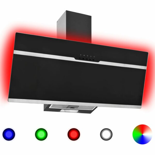 RGB Dunstabzugshaube LED 90 cm Edelstahl und Hartglas