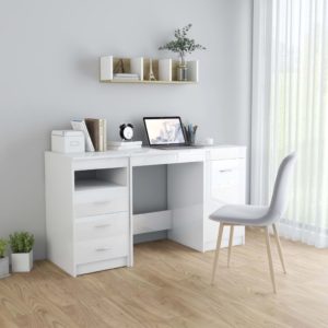 Schreibtisch Hochglanz-Weiß 140 x 50 x 76 cm Spanplatte