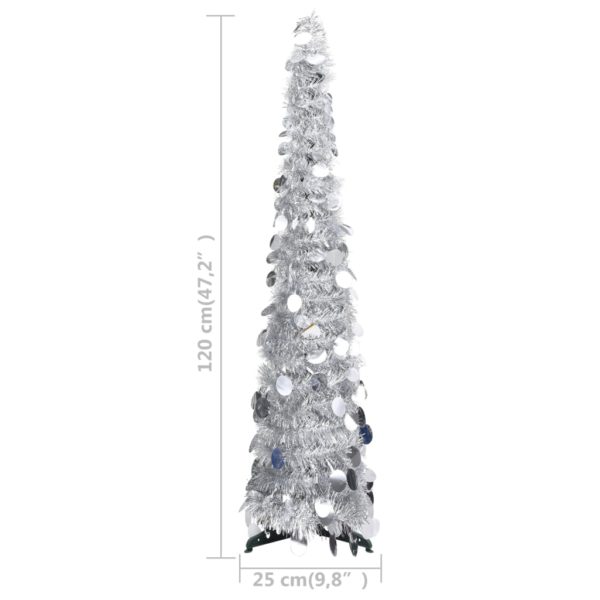 Künstlicher Pop-Up-Weihnachtsbaum Silbern 120 cm PET