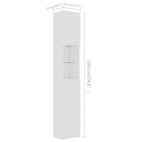 Badezimmerschrank Weiß 32×25,5×190 cm Spanplatte