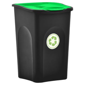 Mülleimer mit Klappdeckel 50L Schwarz und Grün