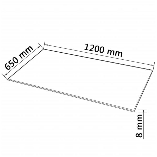 Tischplatte aus gehärtetem Glas rechteckig 1200×650 mm