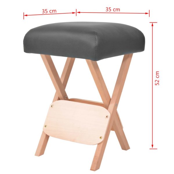 Massage-Klapphocker 12 cm Dicker Sitz + 2 Nackenrollen Schwarz