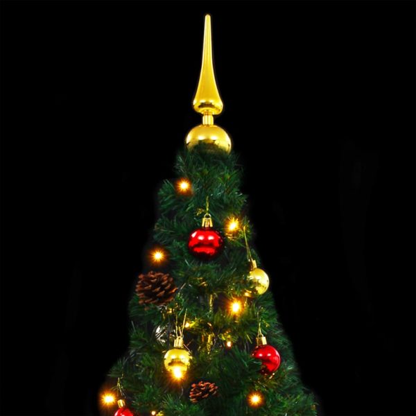 Künstlicher Weihnachtsbaum Geschmückt Kugeln LEDs 180 cm Grün