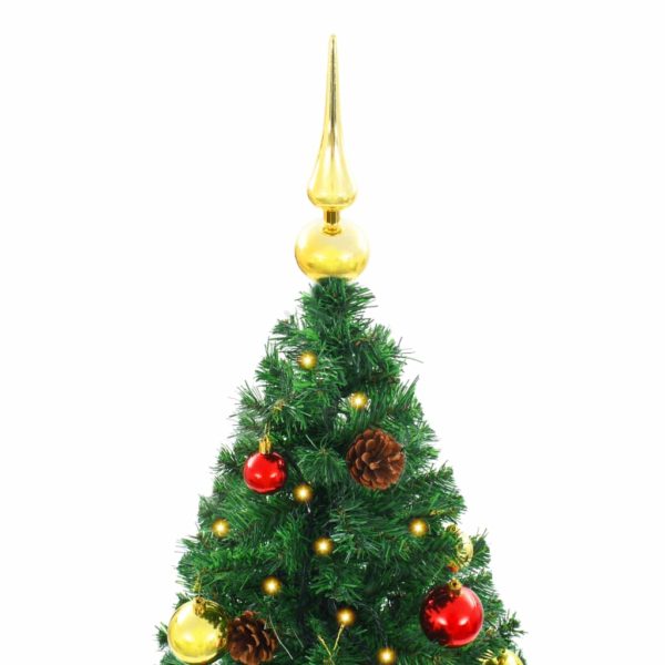 Künstlicher Weihnachtsbaum Geschmückt Kugeln LEDs 180 cm Grün