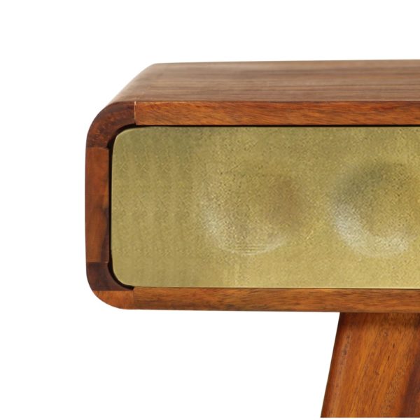 Couchtisch Massivholz mit Goldenem Druck 90x50x40 cm