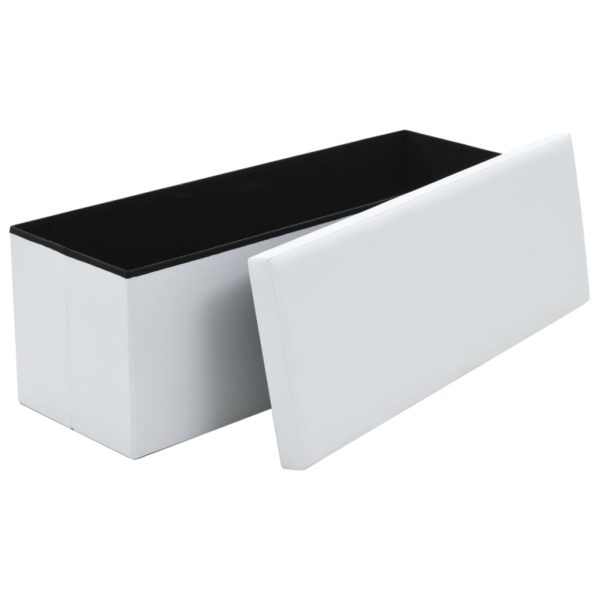 Faltbare Sitzbank Kunstleder 110×38×38 cm Weiß