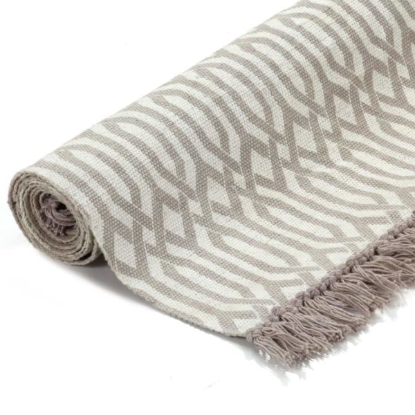 Kelim-Teppich Baumwolle 120×180 cm mit Muster Taupe