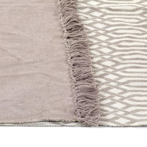 Kelim-Teppich Baumwolle 120×180 cm mit Muster Taupe