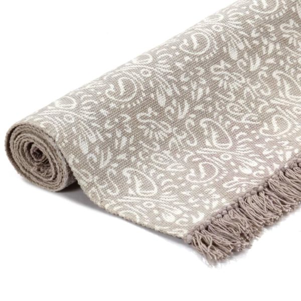 Kelim-Teppich Baumwolle 160×230 cm mit Muster Taupe