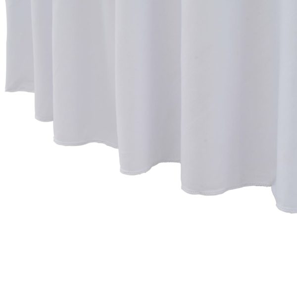 2 Stück Stretch-Tischdecken mit Rand Weiß 180 x 74 cm