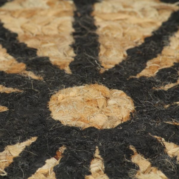 Teppich Handgefertigt Jute mit Schwarzem Aufdruck 90 cm