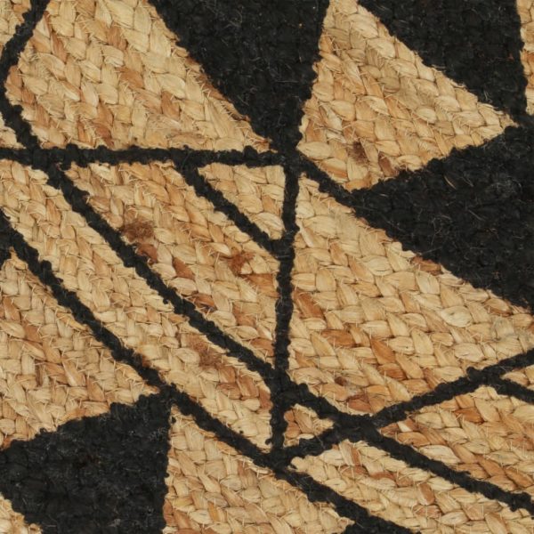 Teppich Handgefertigt Jute mit Schwarzem Aufdruck 150 cm