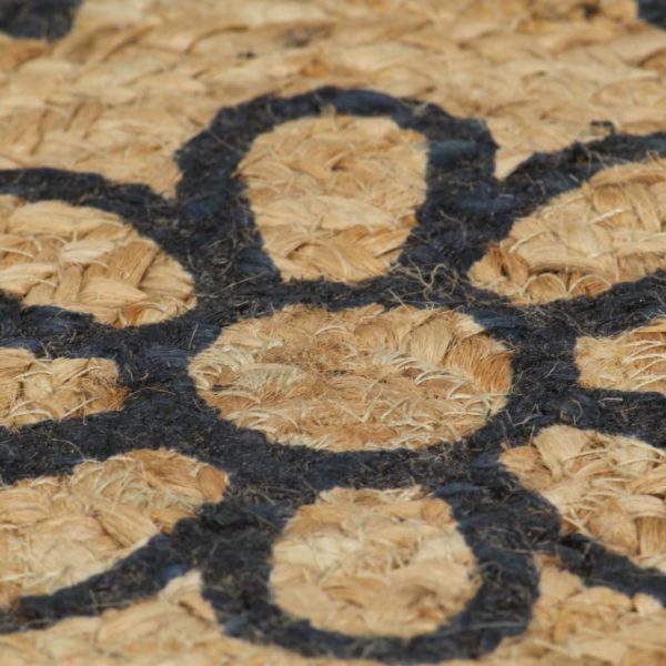 Teppich Handgefertigt Jute mit Dunkelblauem Aufdruck 120 cm