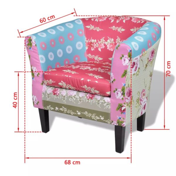 Französischer Sessel mit Fußhocker Patchwork-Design