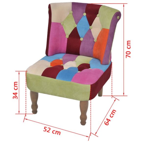 Französischer Sessel 2 Stk. Patchwork-Design Stoff