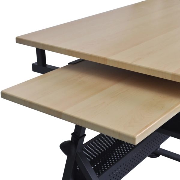 Zeichentisch mit neigbarer Tischplatte 2 Schubladen und Hocker