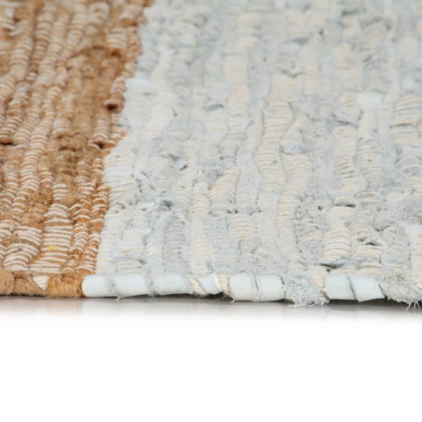 Handgewebter Chindi-Teppich Leder 120x170cm Hellgrau Hellbraun