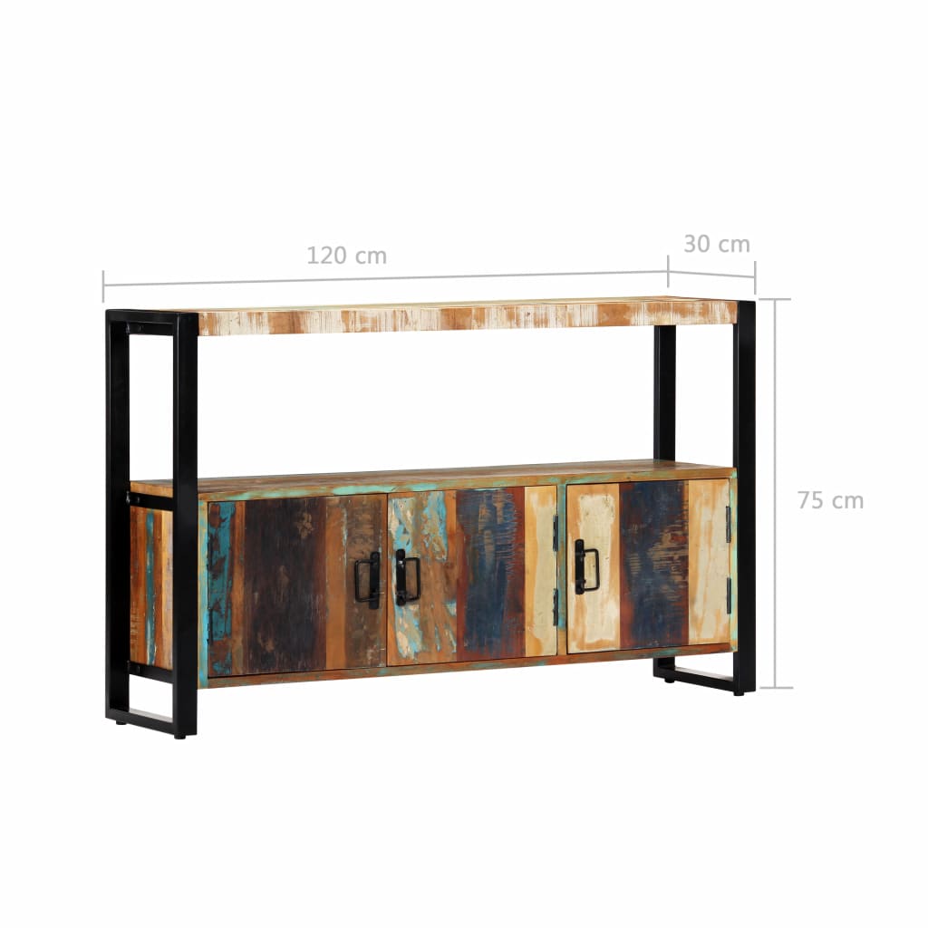 Sideboard Beistellschrank 120 x 30 x 75 cm Recyceltes Massivholz Küchenschrank 
