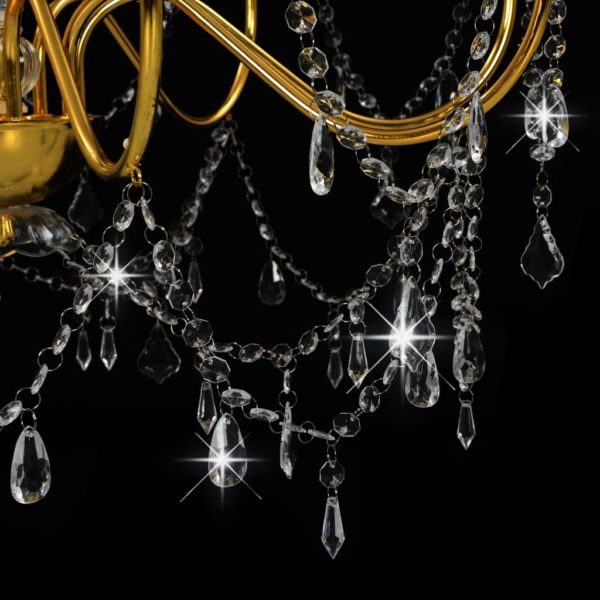 Kronleuchter mit Perlen Golden 8 x E14-Fassungen