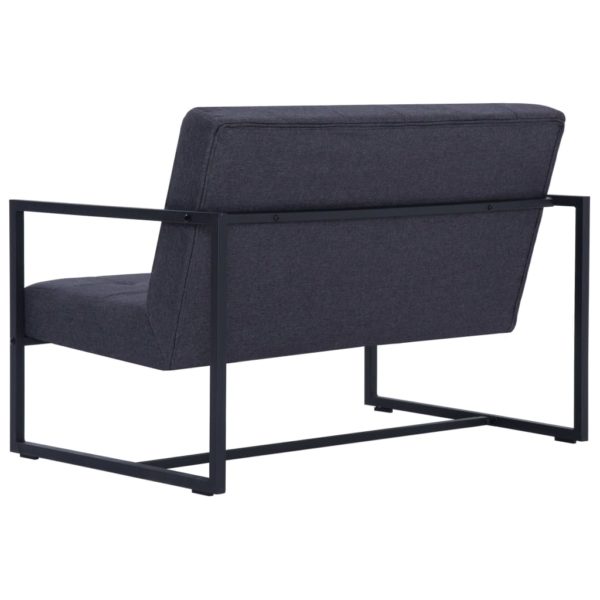 2-Sitzer-Sofa mit Armlehnen Dunkelgrau Stahl und Stoff