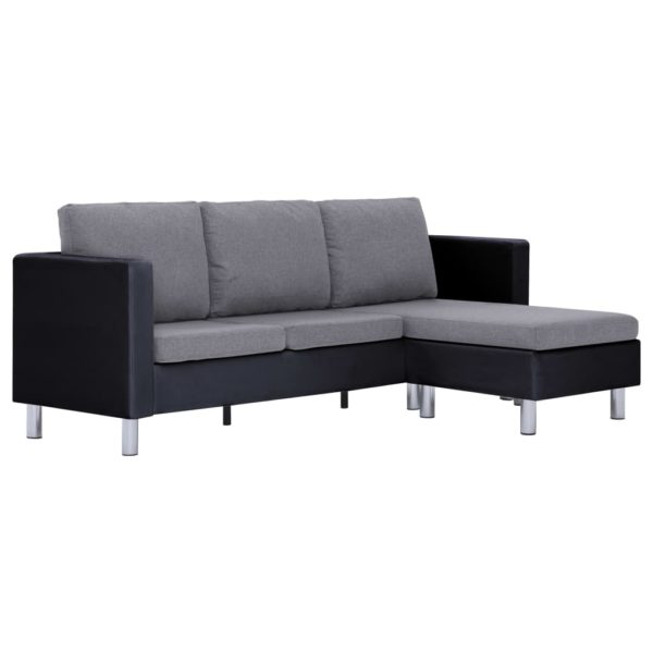 3-Sitzer-Sofa mit Kissen Schwarz Kunstleder