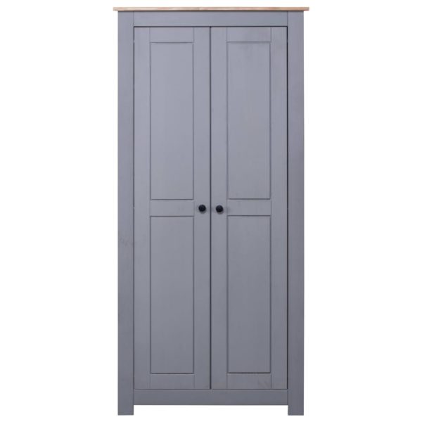 Kleiderschrank Grau 80×50×171,5 cm Kiefer Massiv Panama Serie