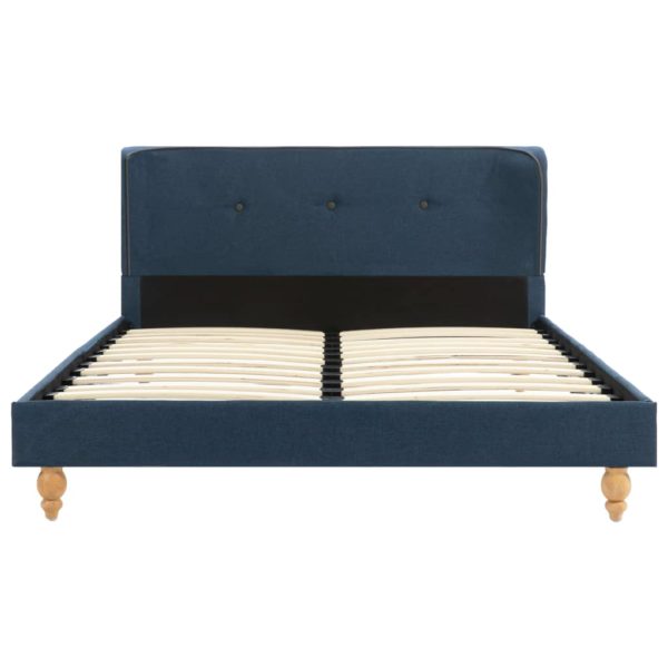 Bett mit Memory-Schaum-Matratze Blau Stoff 120×200 cm