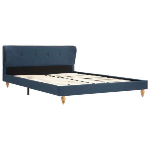 Bett mit Memory-Schaum-Matratze Blau Stoff 140×200 cm