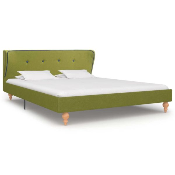 Bett mit Memory-Schaum-Matratze Grün Stoff 140×200 cm